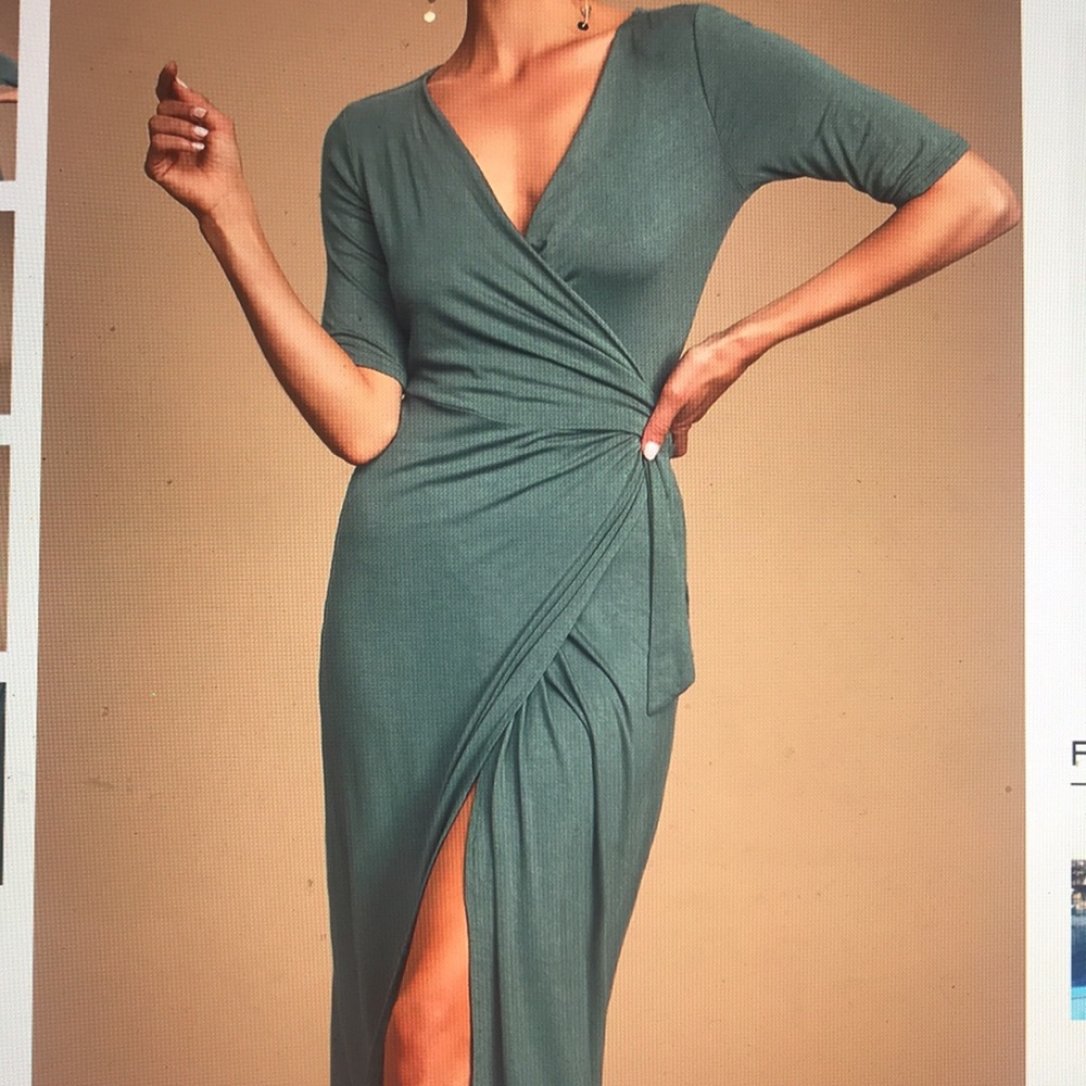 Lulus Forget Me Knit Slate Blue Midi Wrap Dress